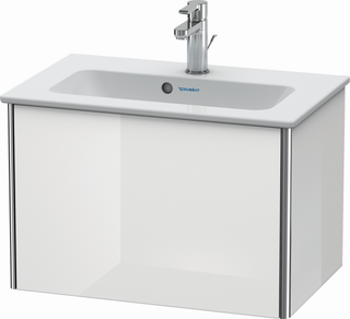 DU Waschtischunterbau XSquare, 1 Auszug 400x610x388mm, Weiß Hochglanz ES Ahorn