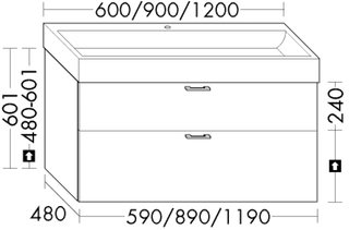 Burgbad Waschtischunterschrank sys30 89x60,1x48cm, Diago, 1 Schublade/Auszug