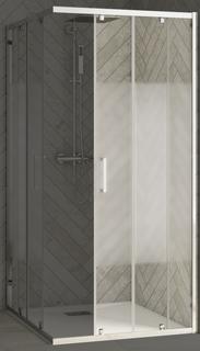 Kinedo Smart Design AC100 Schiebetür re Eckhälfte vg P chrom Dekorglas Cosmos