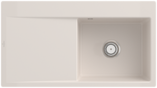 V&B bündige Spüle Subway Style 50 Flat re, m Abl.garn, Hand., crema CeramicPlus