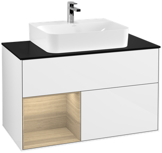 V&B Waschtisch-Unterschrank Finion 100, Pl w m, Reg li Oa ven, glo wh. Lac