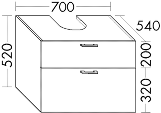 Burgbad Waschtischunterschrank sys30 70x52x54cm, Diago, 1 Schublade/Auszug