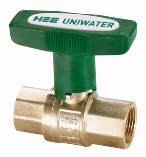 HS Trinkwasser-Kugelhahn UNIWATER 1446 1", mit ISO-T-Griff grün, Messing