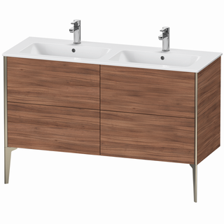 DU WTU bodenst. XViu 594x1280x480mm 4 Ausz.champ. matt/Nussb. natur ES Ah. re