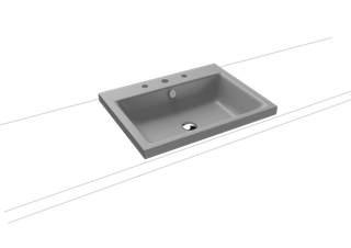 Kaldewei Aufsatz-Waschtisch PURO 3154 3 Hahnl., ch, P-E, cool grey 30, 60x46cm
