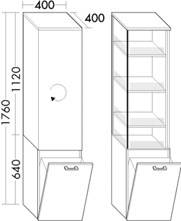 Burgbad Hochschrank sys30 40x176x40cm, 1 Drehbes, 1 Wäschek., San