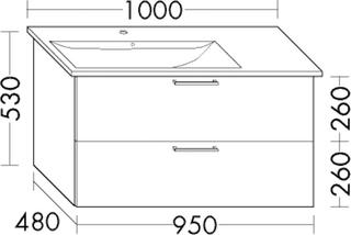 Burgbad Waschtischunterschrank Diago 95x52x48cm, L, s Um, 1 Schubl/1 Ausz.