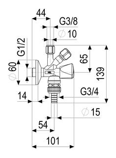 JS Kombi-EV 1/2, mit RV + RB Anschlussgewinde: 1/2, verchromt