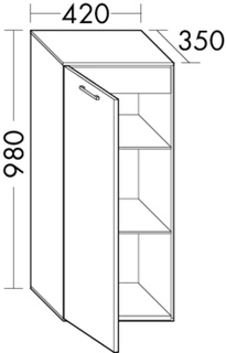Burgbad Osera Halbhochschrank 42x98x35cm, 1 T, re, Innenlade, Schi hgl