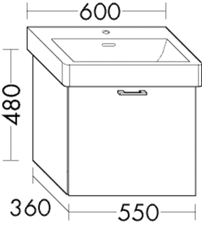 Burgbad Waschtischunterschrank sys30 55x48x36cm, PG1, 1 Auszug