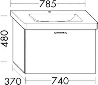 Burgbad Waschtischunterschrank Diago 74x48x37cm, li-grau Ultramatt, 1 Auszug