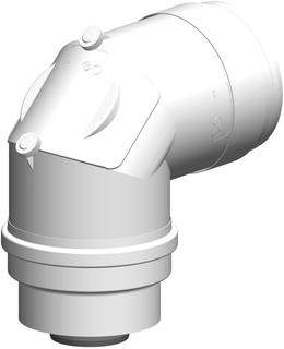 ATEC Kontroll-Bogen PolyTwin 87Grad, DN 63/96, konzentrisch, PP, weiß