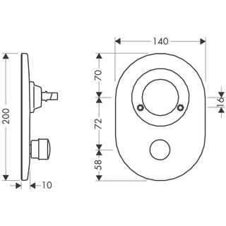 hansgrohe Umrüstset-Wannenmischer UP, Lo.Abst. 72mm, mit Zugknopf, satinox