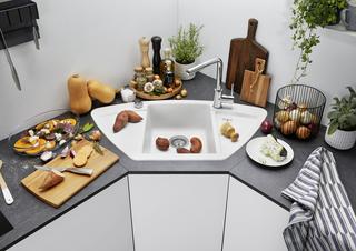 Blanco Spüle ZIA 9 E SILGRANIT 93x51cm, softweiß, sym., m Abl-Fernbed.
