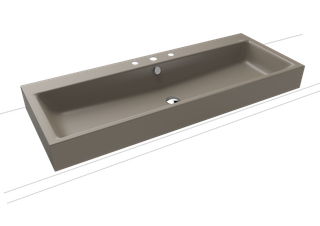 Kaldewei Aufsatz-Waschtisch PURO 3168 120x46, 3 Hahnl., P-E, warm grey60