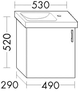 Burgbad Waschtischunterschrank sys30 49x52x29cm, 1 Tür, Diago
