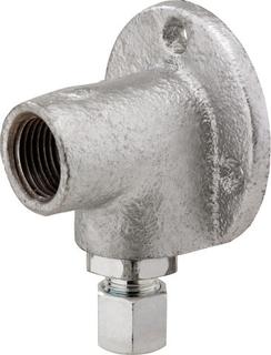 Anschlusswinkel mit Wandflansch Aufputz fuer Gassteckdose Rp1/2 x RVS8