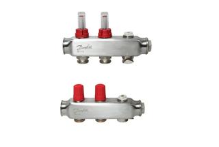 Danfoss Fußbodenheizungsverteiler SSM -2F, 2 Kreise, Edelstahl