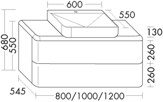 Burgbad MG-WT Unterschrank-Set b.me 120x68x55cm, lack. Ultram/Hochg, 2 Ausz.
