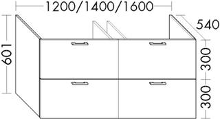 Burgbad Waschtischunterschrank Diago 140x60,1x54cm, Weiß Matt, 4 Auszüge