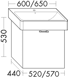 Burgbad Waschtischunterschrank sys30 52x53x44cm, Sana, 1 Auszug