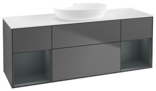 V&B WT-Unterschrank Wandbel. Finion 160cm, Pl w m, Reg md m Lac, Anthrac. m