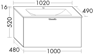 Burgbad Mineralguss-Waschtisch-Set sys30 102x53,6x49cm, PG2, 1 Ausz., WT Eqio