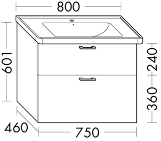 Burgbad Waschtischunterschrank sys30 75x60,1x46cm, Aqua, 1 Schublade/1 Auszug