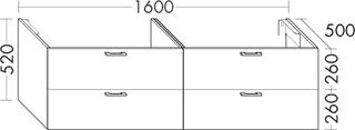 Burgbad Waschtischunterschrank Diago 160x52x50cm, we ma, 1 Schublade/1 Auszug