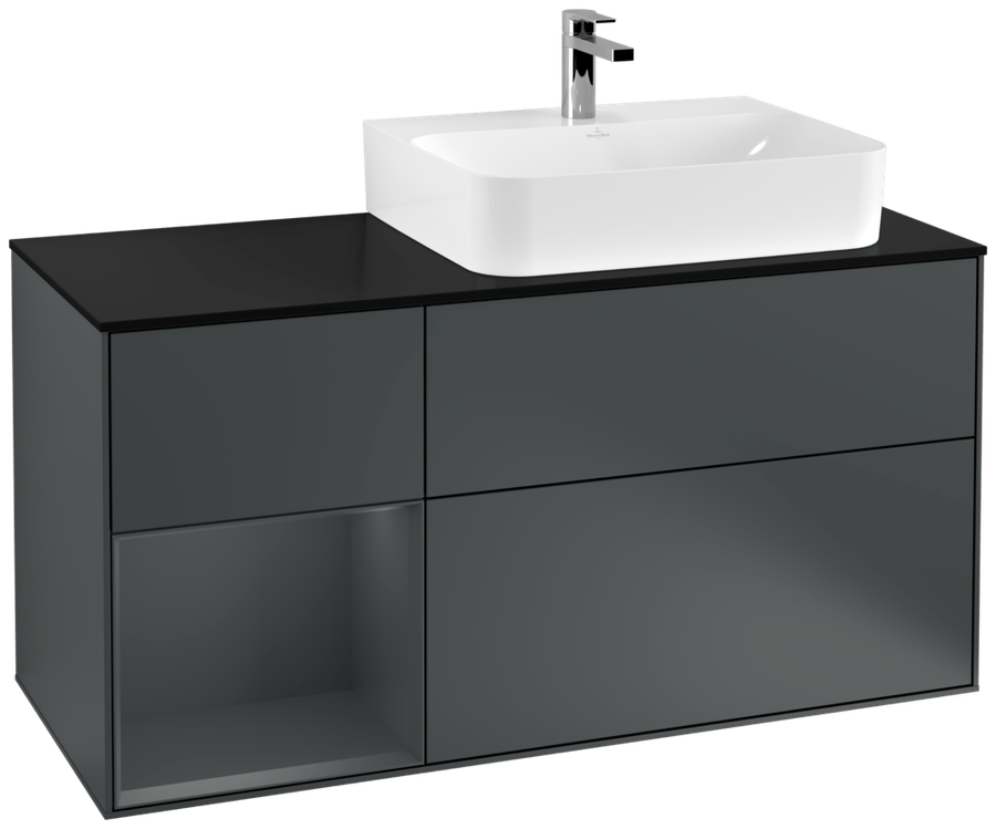 Artikelbild 1 des Artikels „V&B WT-Unterschrank Wandbel. Finion 120cm, Pl b m, Rg l md b m La, md b m La Regal links Midnight Blue Matt Lacquer | midnight blue matt lacquer“