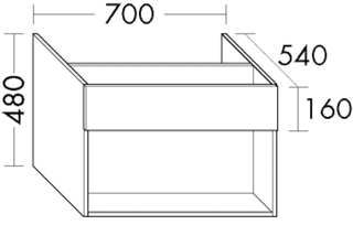 Burgbad Waschtischunterschrank sys30 70x48x54cm, Aq., 1 Frontbl, 1 off. Fach