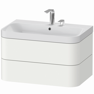 DU WTU m. Happy D.2 Plus, 2 Schk., 2 HL, 480x775x490mm, Weiß Seidenmatt ES Nussb