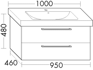 FORMAT Design WT-Unterschrank WUMA095 950x480x460mm, 1 L/1 Ausz., graph Softm.