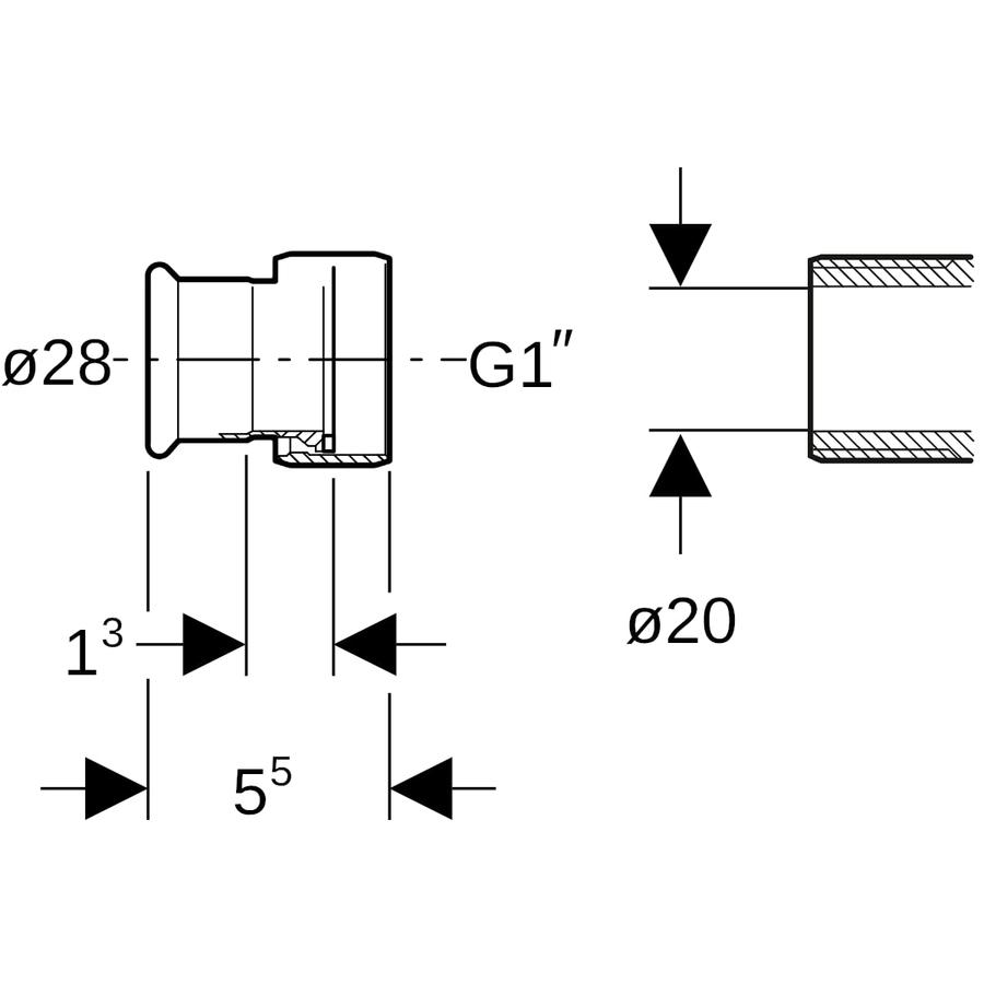 Artikelbild 4 des Artikels „Geberit Übergang Mapress d 28mmxG 1, Cu, flachd., m ÜM, Rotguss Ø 28 mm x G 1“