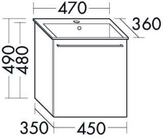 FORMAT Design MG-Waschtisch-Set SFOU047 490x360x470mm, US 1 Ausz., grau ma