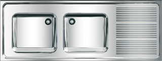 AR Gewerbespüle, MAXIMA, Edelstahl, 2 Becken, 1600x382x600 mm, Tropfteil re