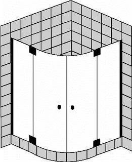 FORMAT Design 3.0 Ganzglas-Viertelkreisdusche 2 Pendeltüren, HSP teilgerahmt Kristallglas hell, Radius 50 cm