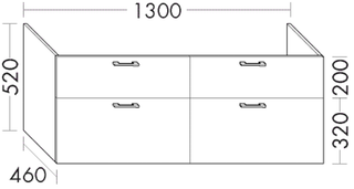 Burgbad Waschtischunterschrank sys30 130x52x46cm, San, 2 L/AZ, f Waschtisch