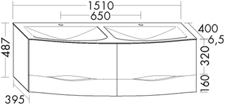 Burgbad Mineralguss-Doppelwaschtisch Unterschrank-Set Sinea 2.0 151 x 48,7 x 50 cm, 2 Schubladen/Auszüge, LED-Griffleistenbeleuchtung