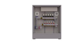 Danfoss Verteilerstation UnoFloor Basic 6 HK, Mont li, UP, mit Tür und Rahmen