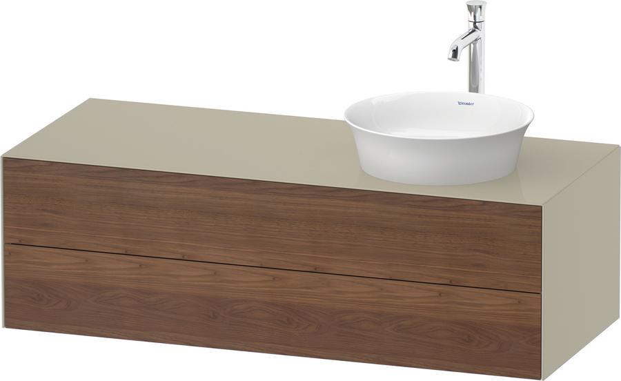 Artikelbild 1 des Artikels „Duravit WT-Unterschrank White Tulip 130x55cm, B R, US N tau g, k Ein/m Be amerikanischer Nussbaum massiv/taupe Hochglanz | kein Einrichtungssystem/mit Innenbeleuchtung“