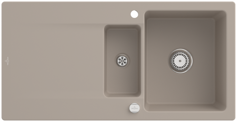 Artikelbild 1 des Artikels „V&B Spüle Siluet 60 R m Abl.garn, rd m Exzenter, almond C-plus mit Ablaufgarnitur, rund mit Excenterbetätigung | almond CeramicPlus“
