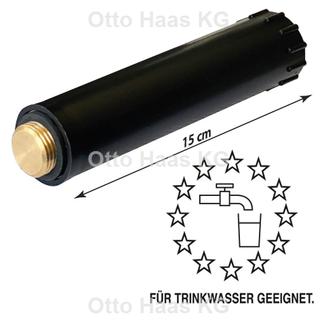 HAAS Baustopfen Long 1/2", 15cm, schwarz, mit Messing-Gewinde
