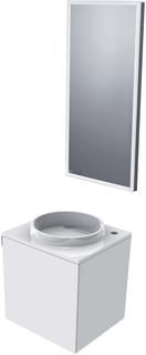 EMCO Mineralguss-Gäste-Waschtisch-Set d 450mm, Gr. L, Bohr. R, LED-Sp., optiw.