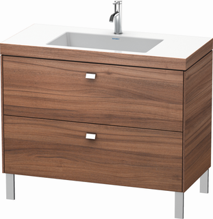 Duravit Waschtischunterschrankset Brioso 100x48cm, chr/Nussb natur, 1 Hahnloch