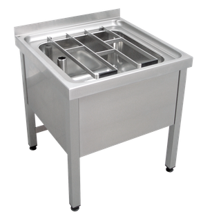 AR Standausguss, SIRIUS, Edelstahl, 650x650x598 mm, Klapprost, geschraubt