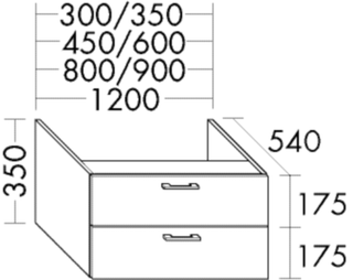 Burgbad Unterschrank sys30 35x35x54cm, Diago, 2 Schubladen