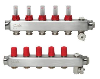 Danfoss Fußbodenheizungsverteiler SSM -5F, 5 Kreise, Edelstahl