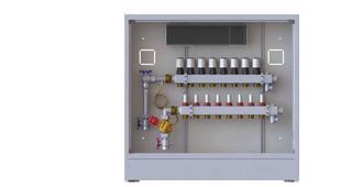 Danfoss Verteilerstation UnoFloor Basic 7 HK, Mont li, UP, mit Tür und Rahmen