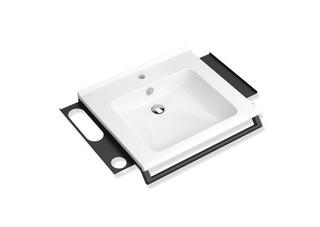 HEWI Mineralguss-Waschtisch-Set 65x58cm, m Gr, 2 Ablg., Ha., we, sw matt